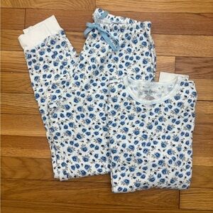 Poppy & Clay 100% Organic Cotton Pyjama Set Women’s S Floral Blue and White